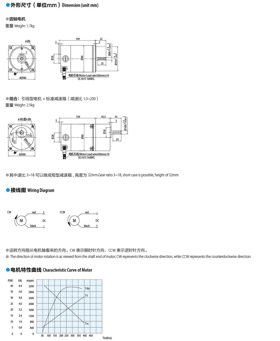 有刷直流電機(jī)25W